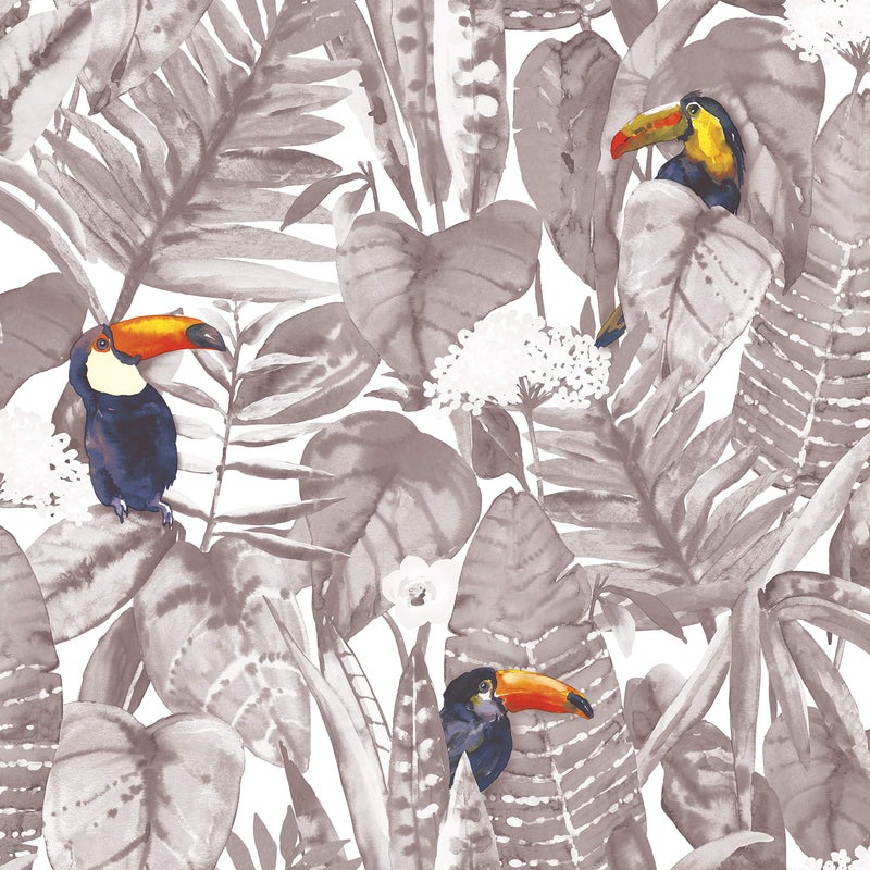 Tempaper Newspaper Toucan Removable Peel and Stick Wallpaper, 20.5 in X 16.5 ft, Made in the USA - Image 1